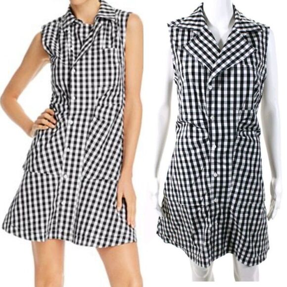 10 Crosby Derek Lam Dresses & Skirts - DEREK LAM 10 CROSBY Satina Sleeveless Shirtdress Picnic Plaid Pinup Black Sz 6